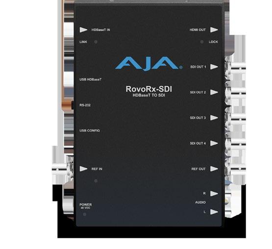 RovoRx-SDI is an UltraHD/HD HDBaseT Receiver with four integrated 6G/3G-SDI outputs and HDMI video and audio outputs specifically designed to