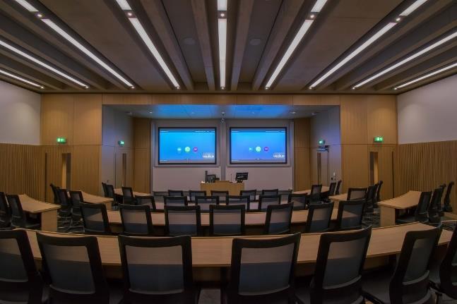 Projection LECTURE THEATRE - 2x ceiling mounted EPSON LASER WUXGA 3LCD (1920 x 1200) projectors. - 4:3, 16:9, and 16:10 input aspect ratios are supported.