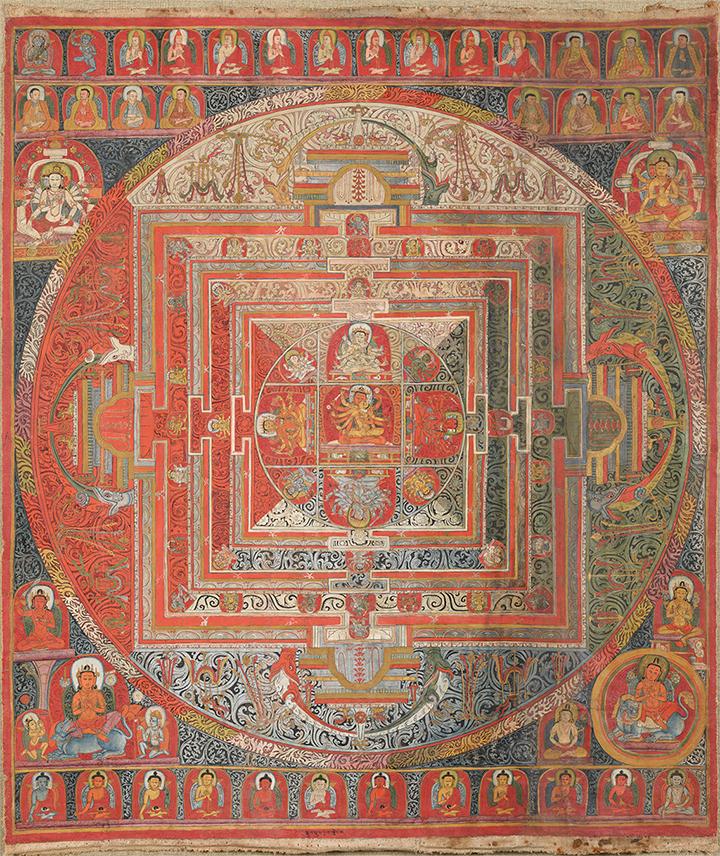 In Indian religions, a mandala is the ar)s)c depic)on of the universe. It aids in spiritual guidance and medita)on.