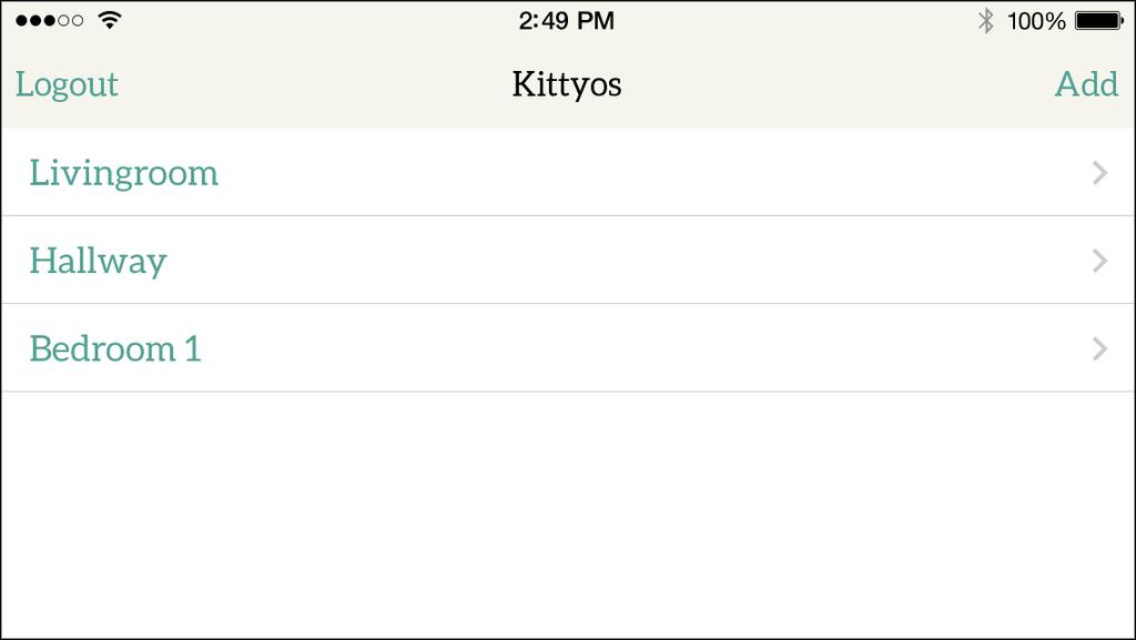 h. Select the Add button from the Kittyo device menu. i.