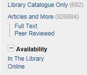 STELLA SEARCH - FACETS Library Catalogue Only: Searches for titles of books or journals that are available in the Library either in printed or electronic format Articles