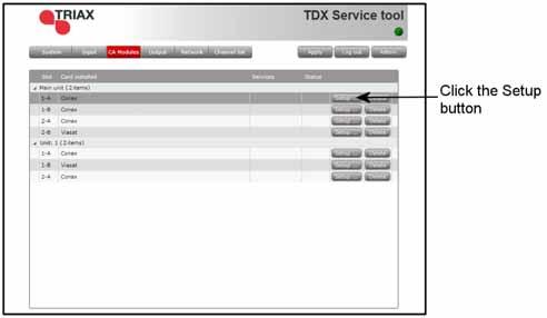 CA Modules window Click the CA Modules tab in the TDX Service Tool to display the CA Modules window.