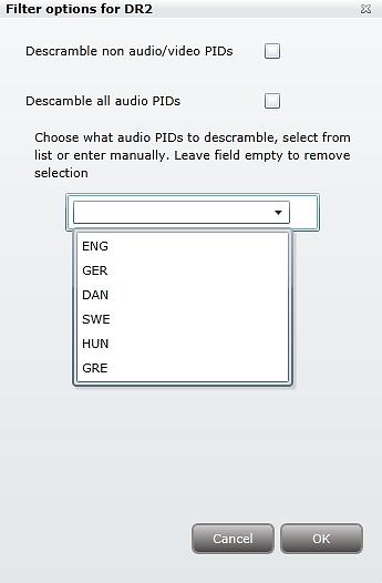 By default all audio PIDs (Packet Identifier) associated with the service are descrambled.