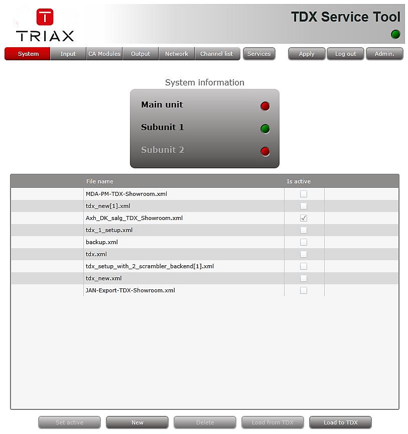 Service Tool from the TDX headend