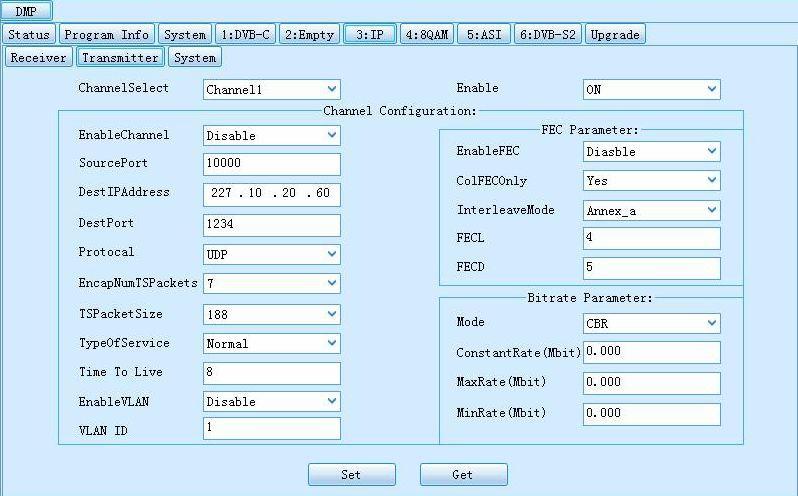 Parameters ChannelSelect Enable Channel configuration EnableChannel SourceIPAddress SourcePort Protocol ColPortMatching RowPortMatching FEC Parameter Description In this ChannelSelect, user can