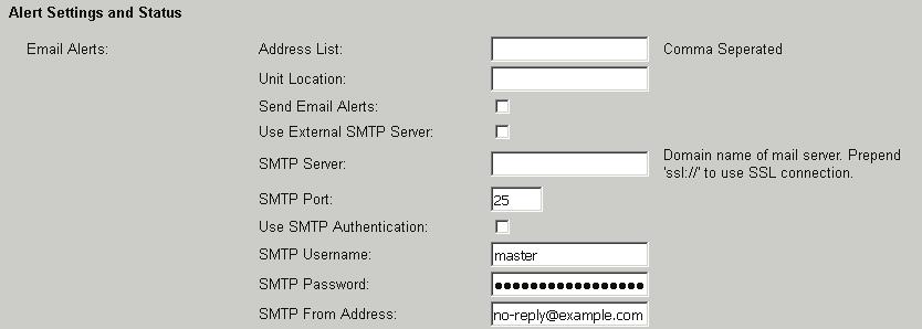 CHAPTER 11: SYSTEM 11.14.1 Email Alert Settings and Status All Devices can provide email alerts from a number of detected error events.