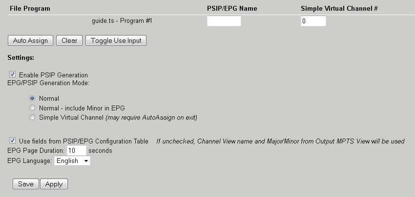 Your model may show different names for channels and different input or output types. 1. Click the PSIP/EPG View tab if it isn t already selected, Figure 8-2. 2.