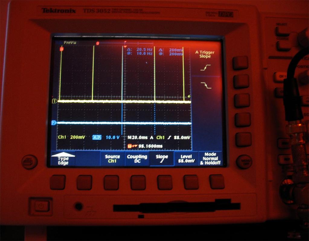 Figure 3-7 Detected signal at 20.5 Hz assigned to one of the beams, which shows the system is working as expected. The 5 beams were modulated at 13 Hz, 15 Hz, 18 Hz, 20.