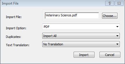 Select PDF under Import Options and click Choose.