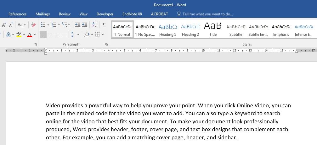 bracket. This inserts 15 paragraphs of five sentences long (Microsoft, 2011). Figure 101. Snapshot of inserting text in a Word document The document should produce about two pages of words.