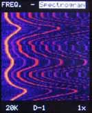 Submode Spectrogram: The Spectrogram frequency submode adds the element of time to the spectrum analysis display.