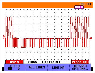 Triggering on Waveforms Triggering on Video Signals 5 Triggering on Video Signals To trigger on a video signal, first select the standard of the video signal you are going to measure: 1 Apply a video