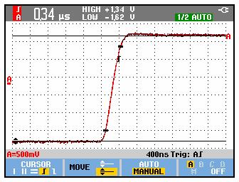 Fluke 190-104, Fluke 190-204 Users Manual Making Rise Time Measurements To measure rise time, do the following: The reading shows the risetime from 10%-90% of the trace amplitude.