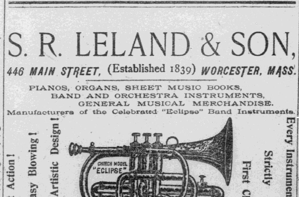 September 25, 1888: C.M. Farnum was the manager of the band instrument department. (The last ad I found with his name was in 1894.