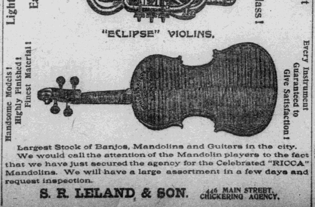 The following is the quote from the letter. "Friend Leland: I use the Eclipse you have made for me exclusively, and of all the beautiful instruments I have ever played I think yours exceeds them all.
