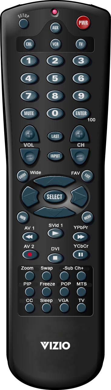 1.10 - VIZIO Universal Remote Control The VIZIO Universal Remote Control is a comprehensive remote that can be used to control up to four different components.