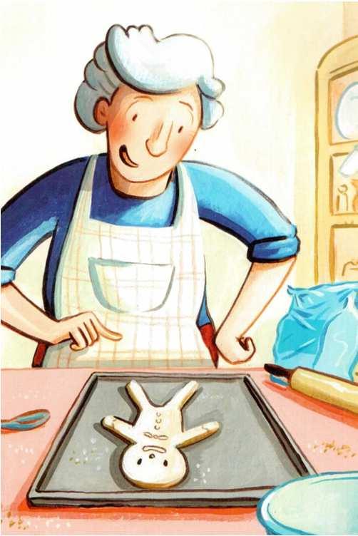 She s in the. What is she making? She s making a. What does he have?