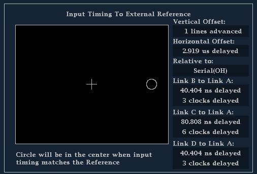 The Tektronix-patented SMPTE RP168 compliant Timing display makes facility timing easy through a simple graphical representation which shows the relative timing of the input signal and the reference