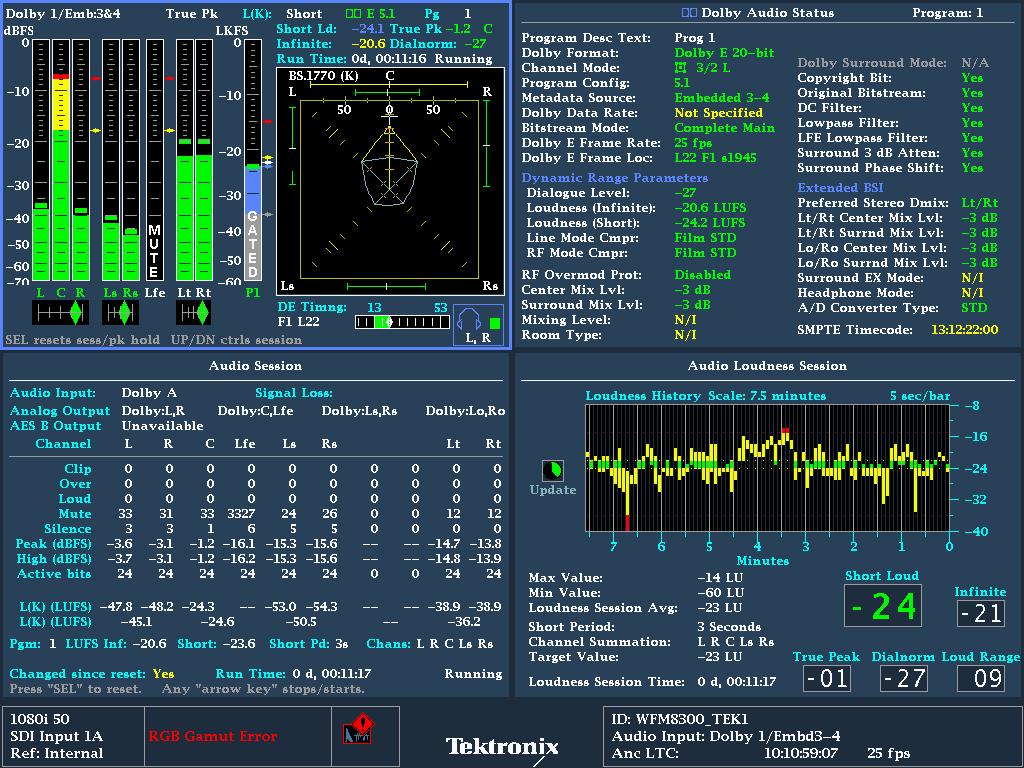 These instruments also feature new optional advanced color gamut monitoring capabilities including the Tektronix-patented Luma Qualified Vector (LQV ) display and Spearhead display which, when used