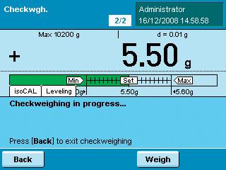 Checkweighing Task implemenaion: Checkweighing D If ou haven' alread done so, go o Applicaion Managemen. The ask selecion is displaed. Touch he desired ask.