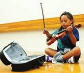 Each student must pass the instrument test before they can take a real stringed instrument