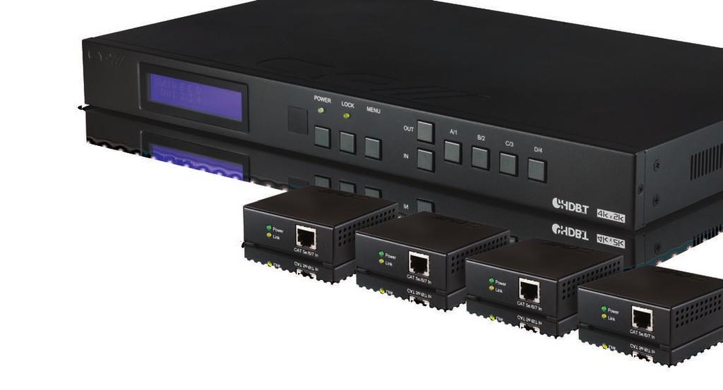 4X4 Matricies PU-4H4HBTE-4K 4 x 4 HDMI HDBaseT Matrix (5-Play including LAN serving & 4K resolution support) PU-444HBTE 4 x 8 HDMI HDBaseT Matrix (4 x HDBaseT & 4 x HDMI Outputs) (5-Play inc.
