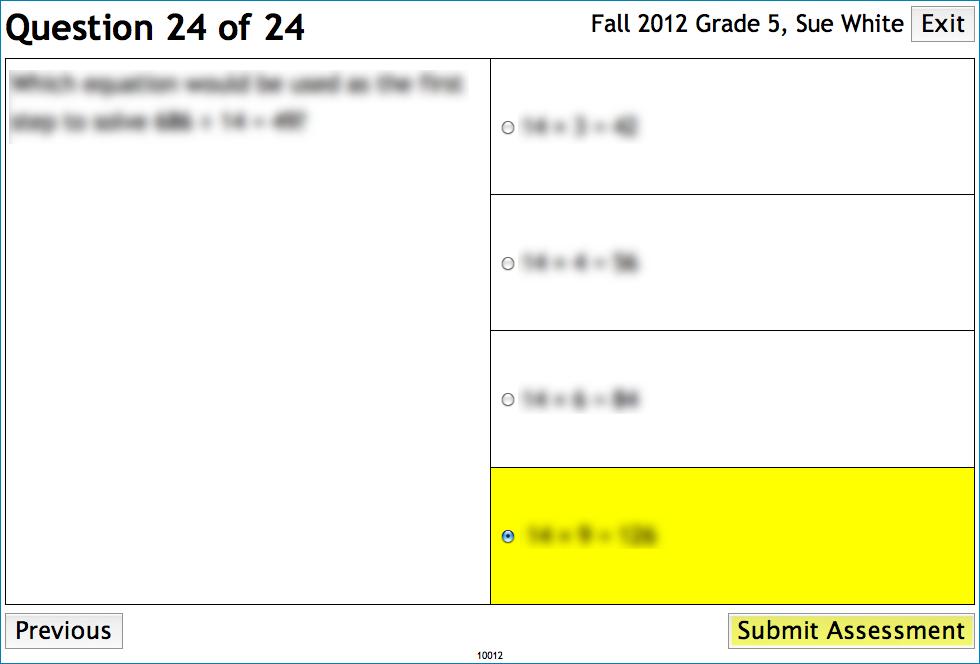 MSTAR Universal Screener Manual Page 19 When the student reaches the last assessment item, he has the option to submit the assessment.