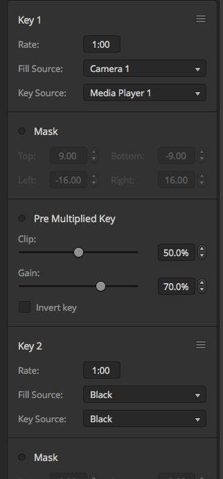 To set up a luma/linear key on downstream keyer on an ATEM Television Studio Pro model switcher: Press the KEY button on the control panel to enable the keyer on the preview output.