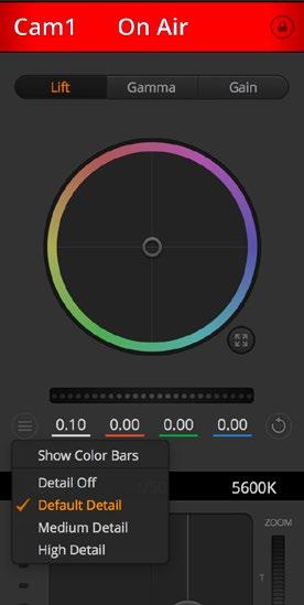 Show/Hide Color Bars Blackmagic cameras have a color bars feature built in which you can turn on or off by selecting show or hide color bars.