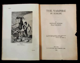 Summers, Montague. The Vampire in Europe. New York: E. P. Dutton & Co., 1929. First American Edition. Tall 8vo. Original red cloth, worn at bottom of spine. Hinges a tad weak. A well-read copy.