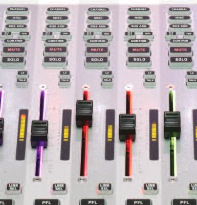 The control surface consists of one Control Bay as well as between three and seven Fader Bays, incorporating between 32 and 72 physical faders on the console.