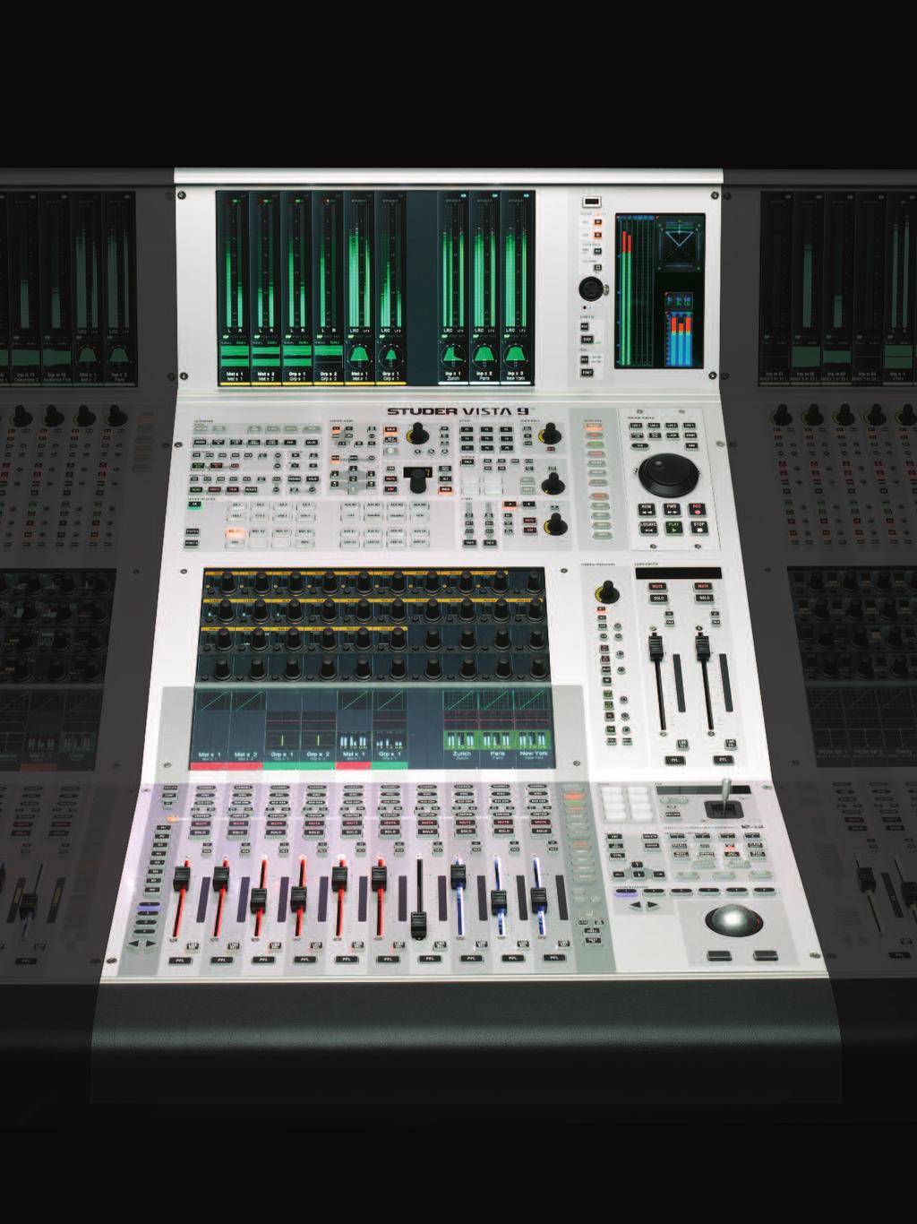 Live Transmission Totally under control The ease of operation in the Fader Bays is replicated in the centralized functions of the Vista 9 Control Bay.