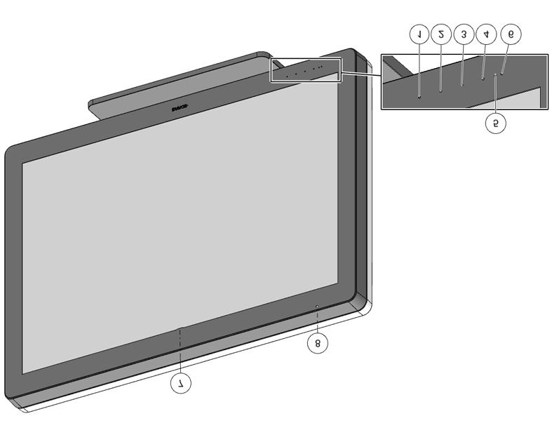Parts, controls and connectors 2.1 Display front view Overview Image 2-1: Front view 1. I-Luminate/Left key 2. Right key 3. Menu key 4.