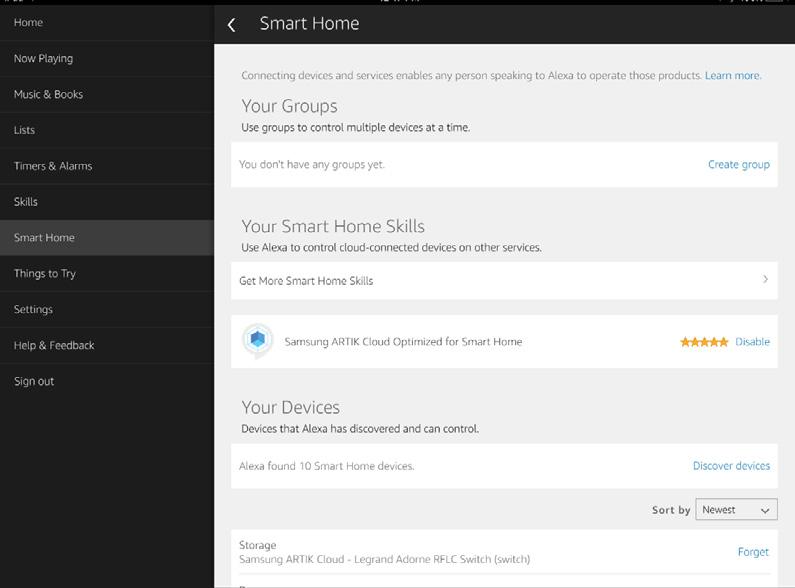 Grouping Discovered Devices Use the Alexa app to designate groups of Legrand Lighting Control System devices.
