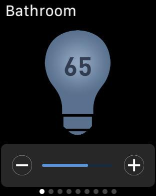 Detailed views 1. Tap the name of an individual lighting device. The detailed view screen appears. If the device is a dimmer, a brightness slider also appears at the bottom of the screen.