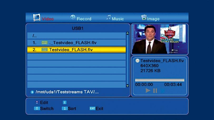Video playback in AVI format 45. Video playback in Flash format 46. Video playback in full HD M2TS format 47.