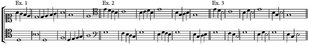 4 In Triple Time when one note is set against three, the middlemost note may be Discord, provided it be in a gradual progression. The Third Counterpoint.