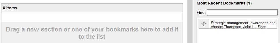 Drag and drop bookmarks you created to your list If you clicked Create (rather than Create & Add to List) when gathering bookmarks, you can