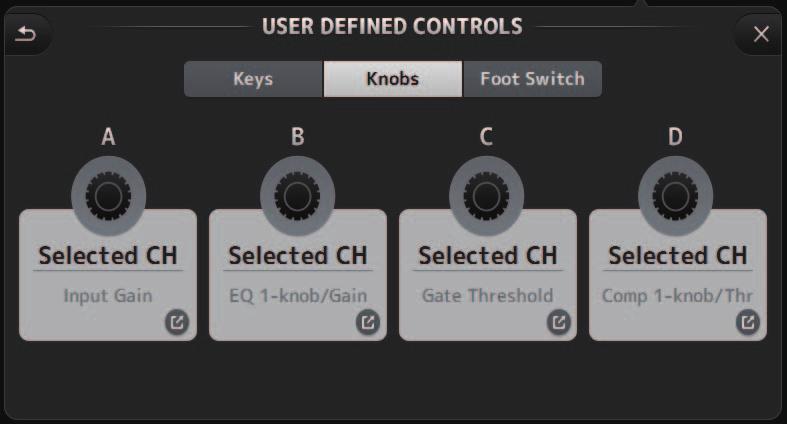 Toolbar 3 Knobs button Allows you to assign features to the [USER DEFINED KNOBS] on the console's top panel.