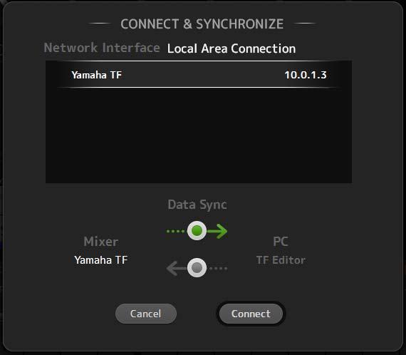CONNECT area Preparation Before you can sync, you need to configure the network interface. 1. Select SETUP Network Interface. 2. Select the desired network interface from the list of available items.