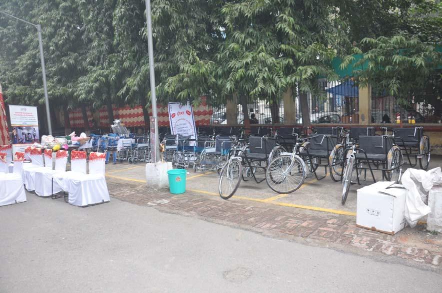 Mobility equipments kept ready for distribution at PDIL Sri Jugal Kishore Mahapatra, Secretary to Govt.
