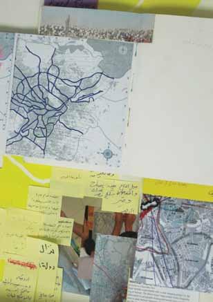 50 Essay Raed Ibrahim, Where to go? (detail), digital prints and map, 42 x 60 cm, 2010. Courtesy of the artist and Darat al Funun. Photo: Ala Younis organize the space of the city.