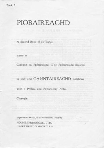 9 1980 p [i], title; p [ii], preface; pp iii-iv, notes on canntaireachd; p [v], index, pp 42-76, tunes. Roderick Cannon s Collection. University Library, Glasgow.* Purchased October 1987.