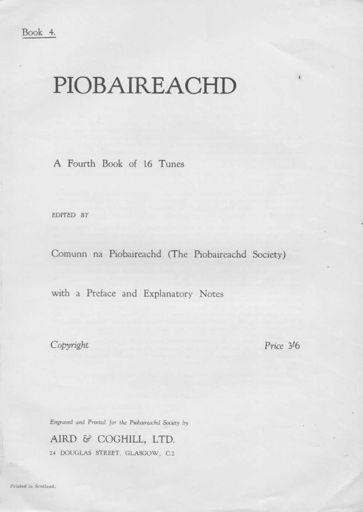 2 c1941-1951 p [i], title; p [ii], preface; pp [iii-iv], notes on canntaireachd; p [v], contents; pp 105-126, tunes (16). Donated by Roland J MacKenzie, Dannevirke.