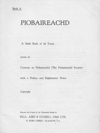 8 1973 p [i], title; p [ii], preface; pp [iii]-iv, notes on canntaireachd; p [v], index, pp 160-192,
