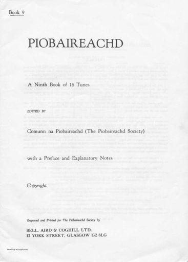 4 c1977 p [i], title: p [ii],preface; p [iii-iv], Notes on the Nether Lorn Canntaireachd; p [v] index ; pp 246-278, pibrochs. Roderick Cannon s Collection. University Library, Glasgow.