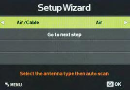 Adjusting On-Screen Displays Setup Menu (continued) Setup Wizard Press the qp buttons to highlight Setup Wizard, then use t u to start the Setup Wizard.