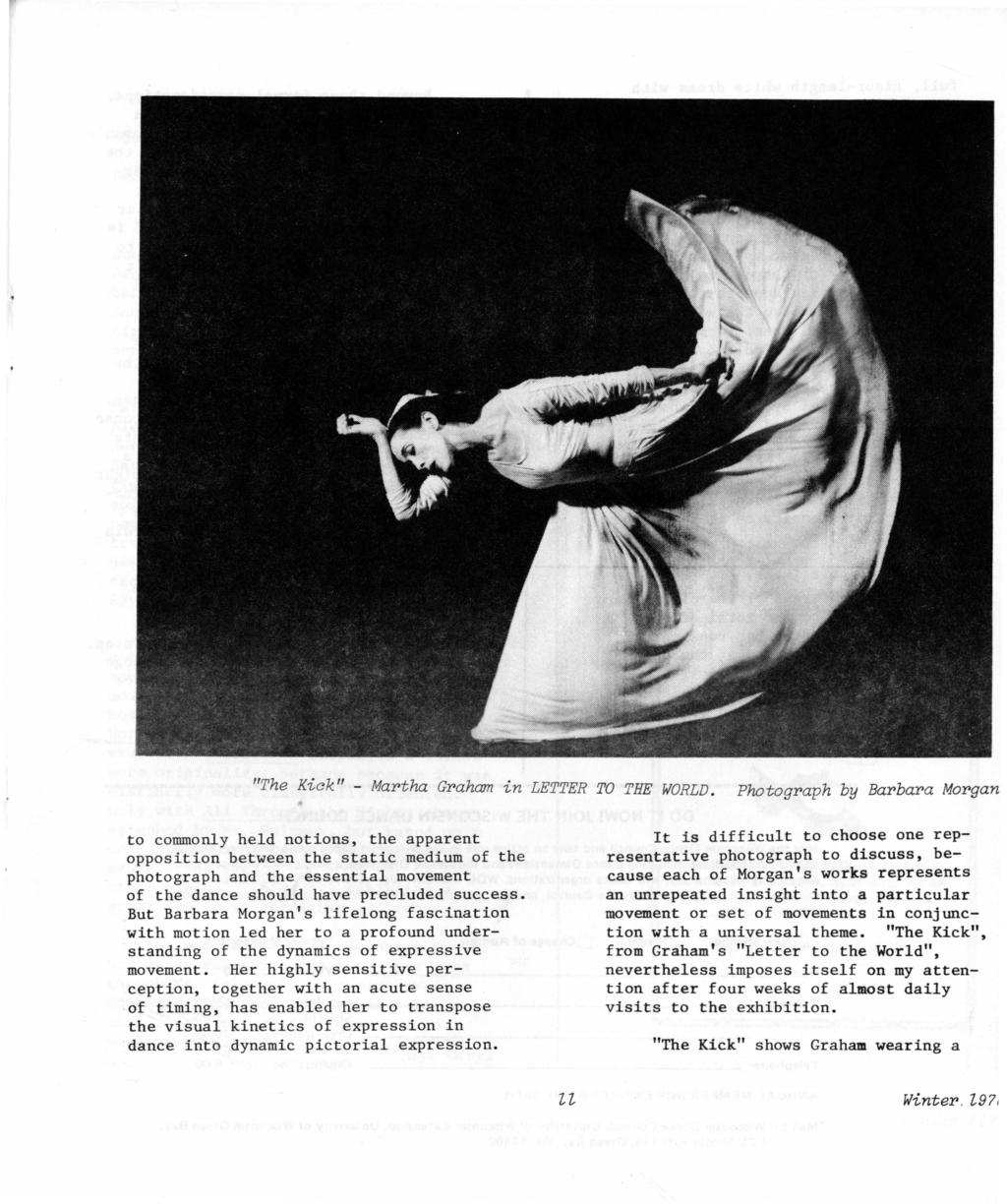 "The Kick " - Martha Graham in LETTER TO THE WORLD.