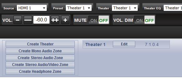 Theater configuration is made in steps: Creation (. &.), Speakers Layout selection (.