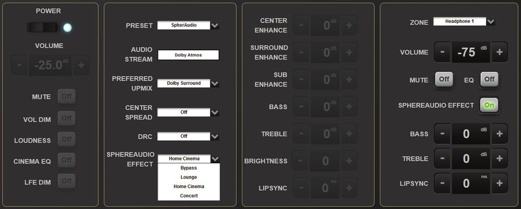 0 User Interfaces Control - SphereAudio Web Remote StormRemote.... In the Remote Control interface, you can select the Listening Preset that was created to call up the SphereAudio mode.